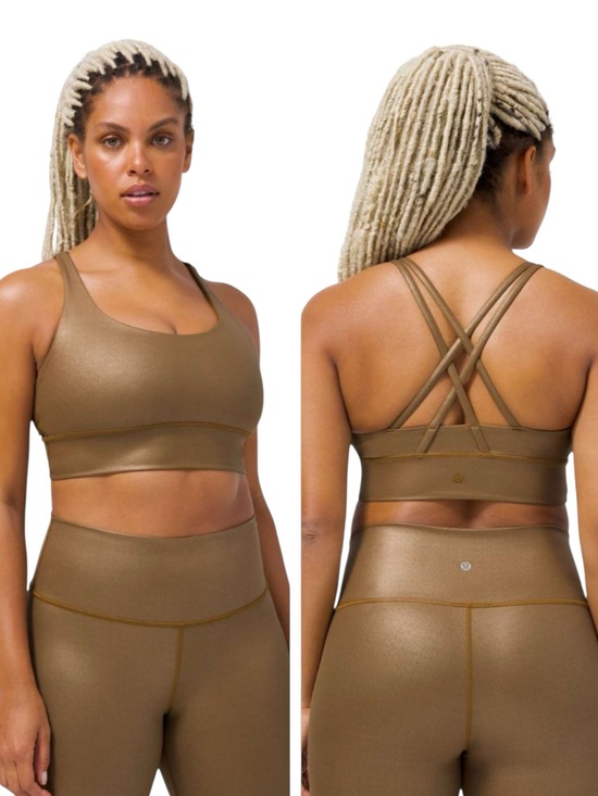 lululemon athletica Other - NWT LULULEMON Energy Bra Matte Copper Foil Long Line Shine Medium Support Bra 4